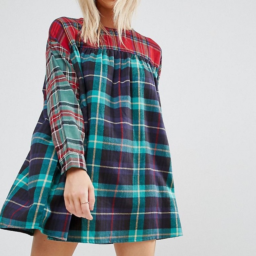 ASOS Smock Dress Plaid ( PETITE)